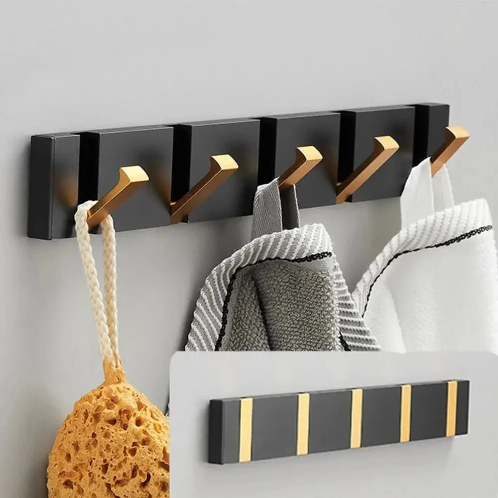Foldable Aluminum Wall Hooks, Mount with Adhesive Tape or Screws, view 2