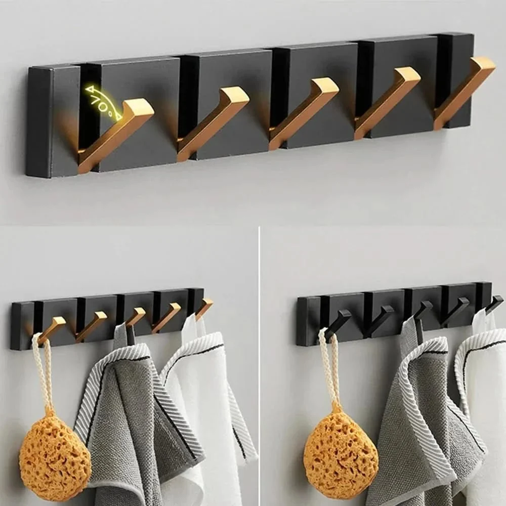 Foldable Aluminum Wall Hooks, Mount with Adhesive Tape or Screws, view 5