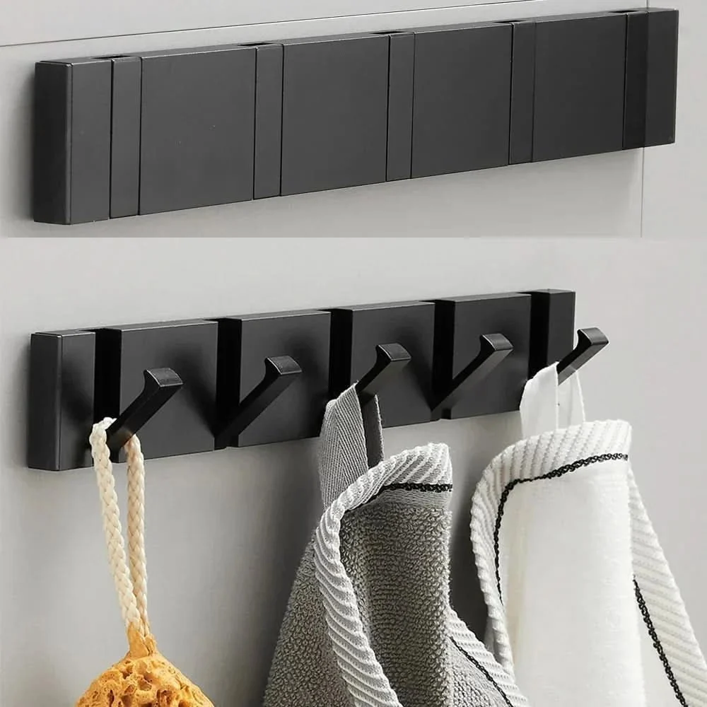 Foldable Aluminum Wall Hooks, Mount with Adhesive Tape or Screws, view 6