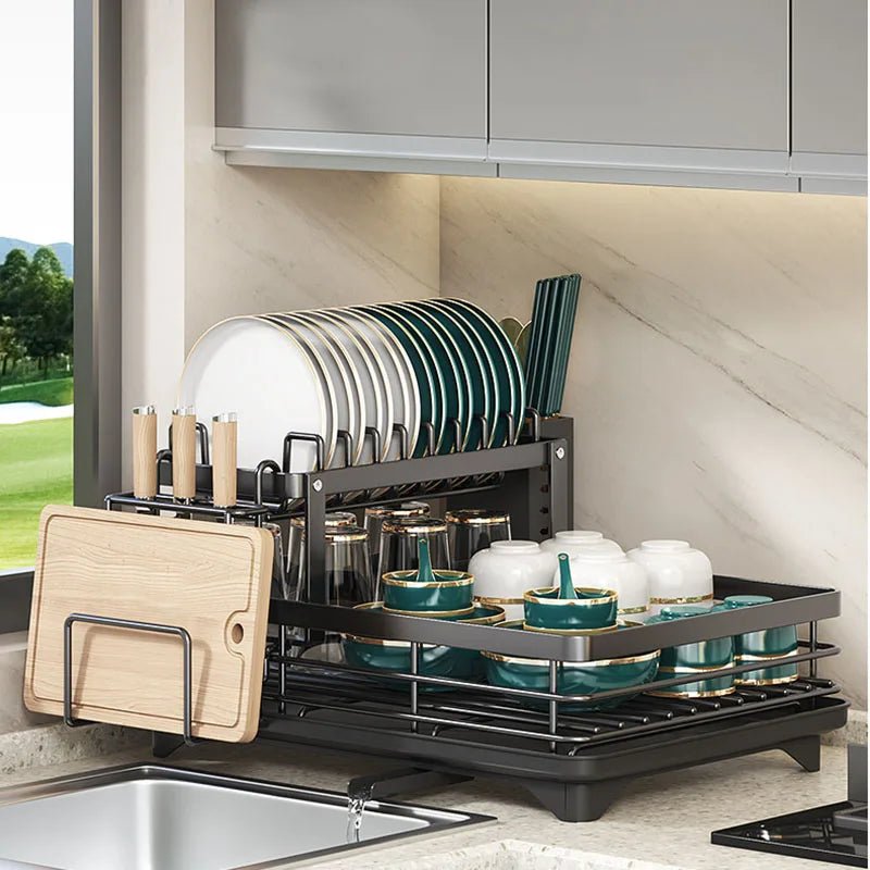 Foldable Stainless Steel Dish Drying Rack, Folds Flat for Storage, view 8