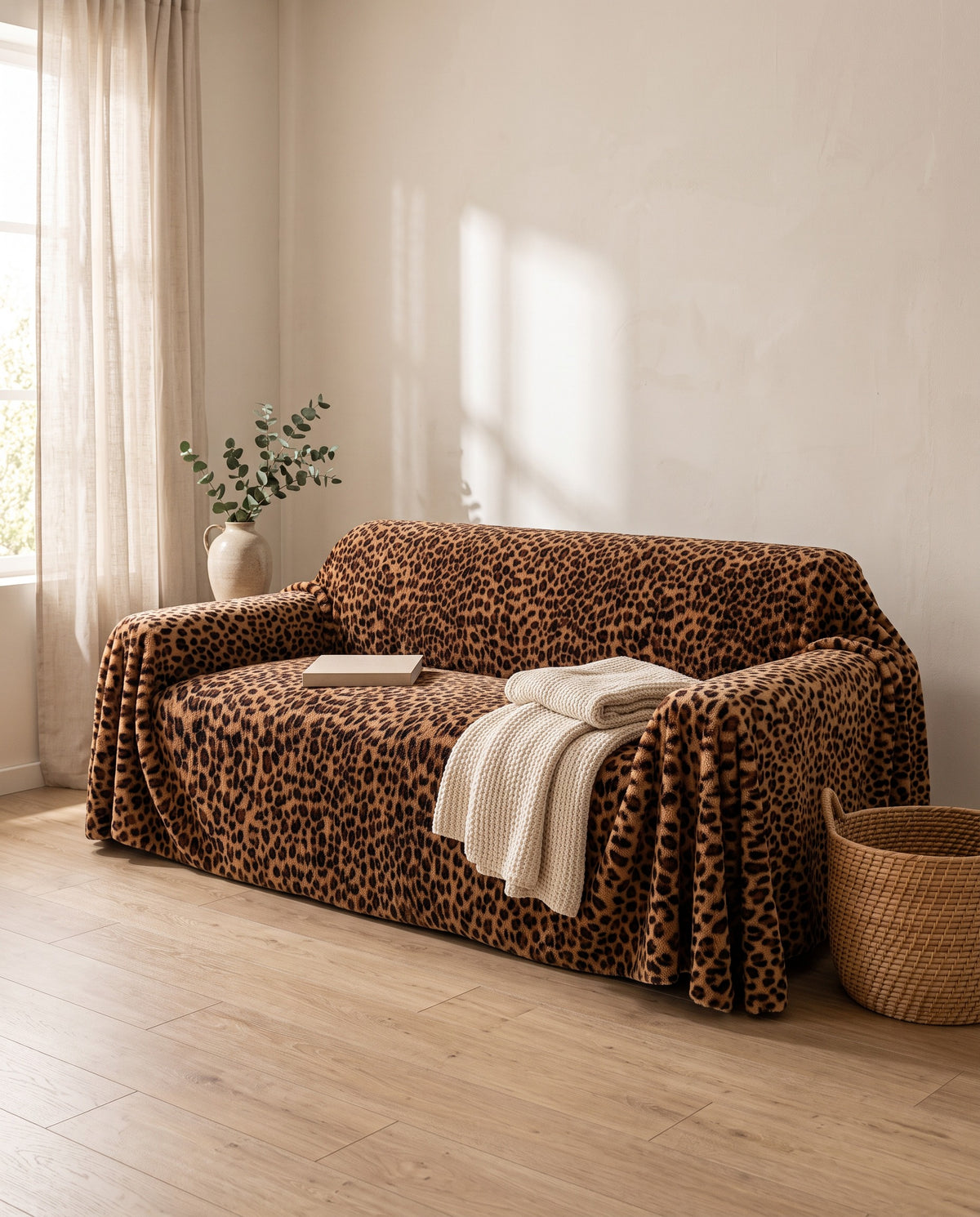 Glamour Leopard Scratch-Resistant Luxe Sofa Cover | Spill Resistant, 71-165in