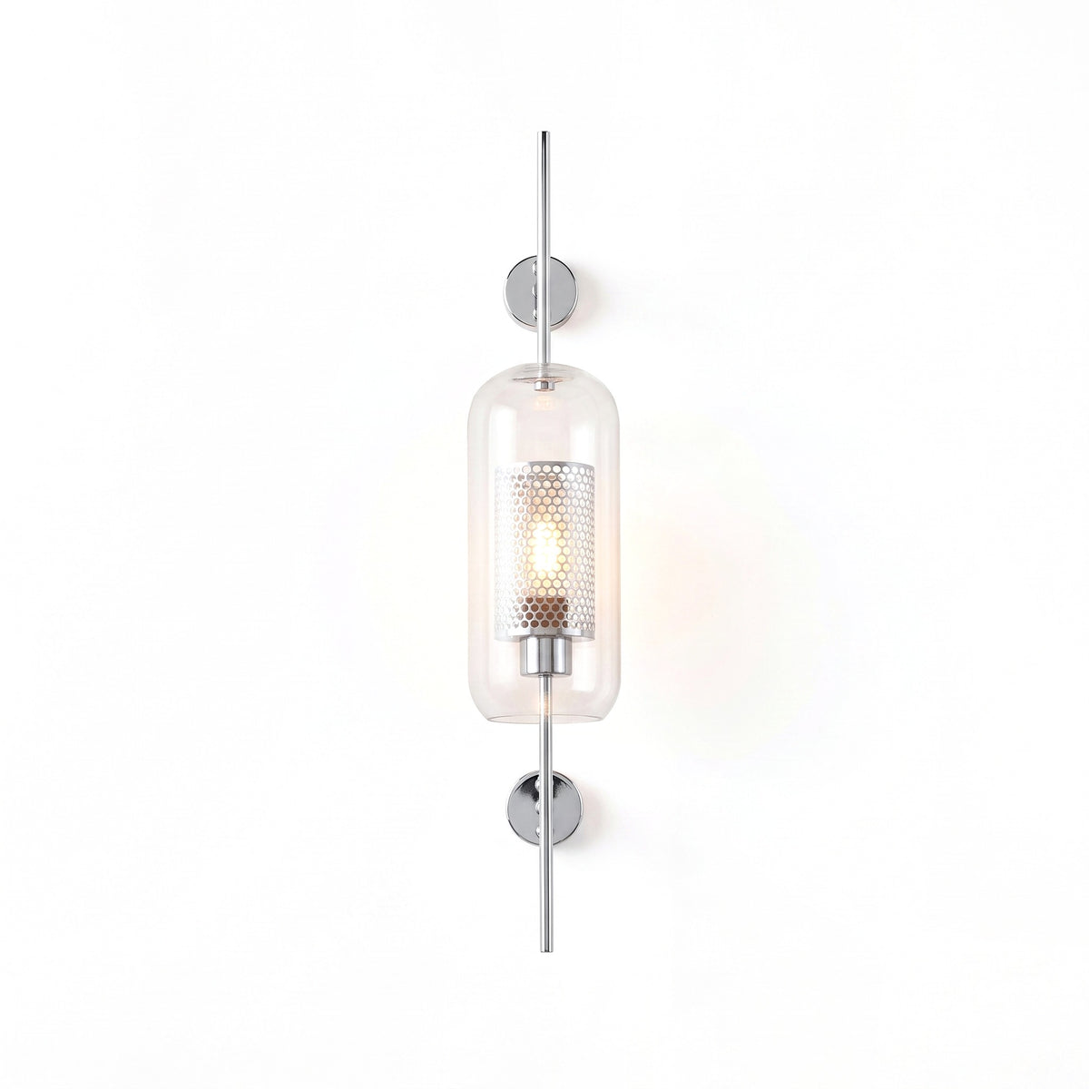 Glass Wall Sconce - Chrome / Pipe