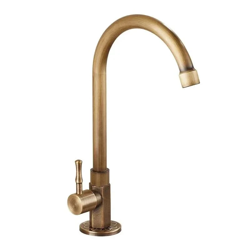 Gooseneck Faucet in Antique Brass Finish with Ceramic Valve, view 3