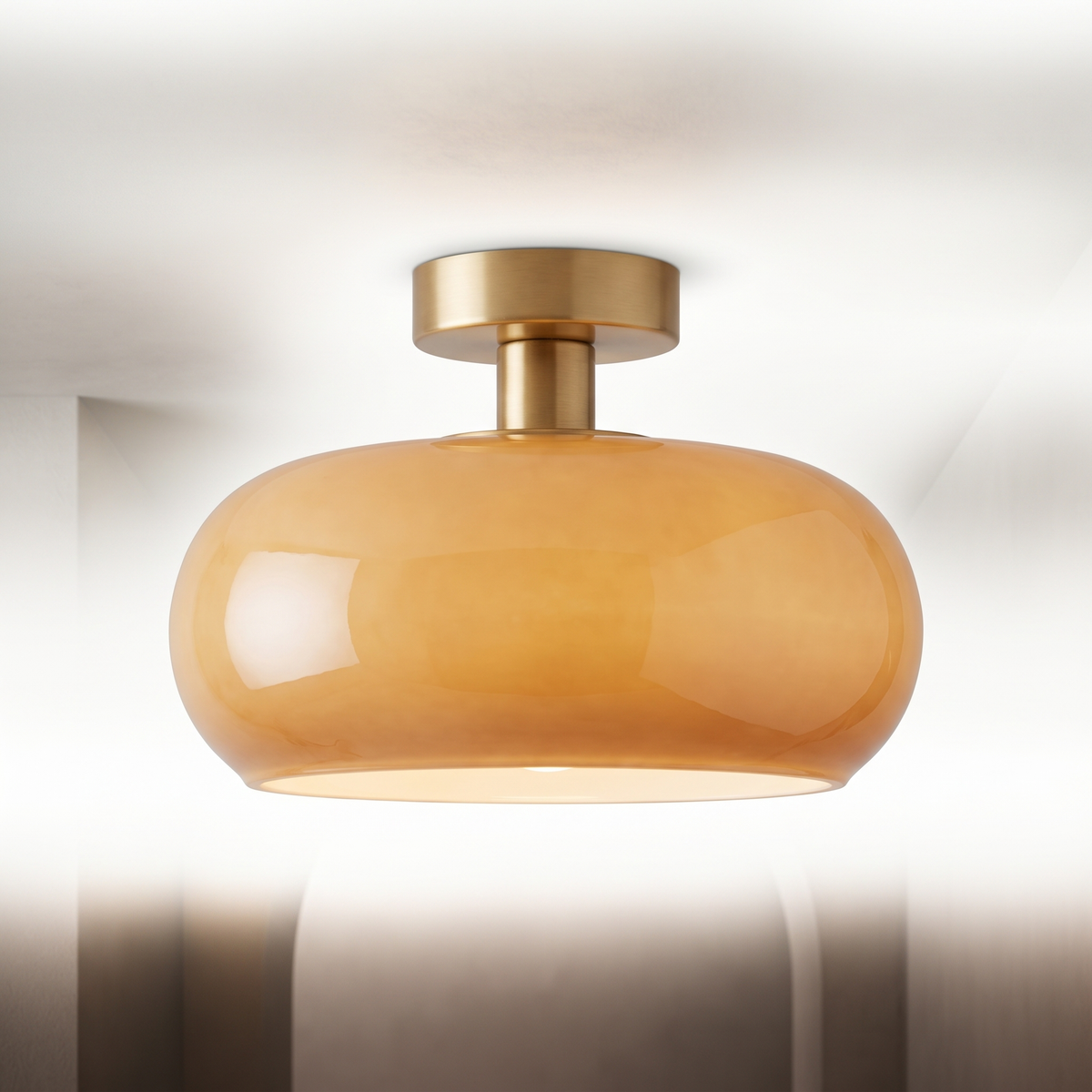 Glass Semi Flush Mount Ceiling Light