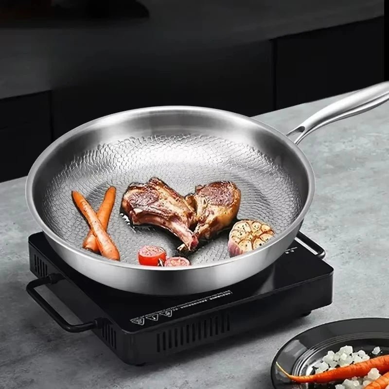 Hammered Titanium Frying Pan with Natural Nonstick Surface, Induction Ready, view 2