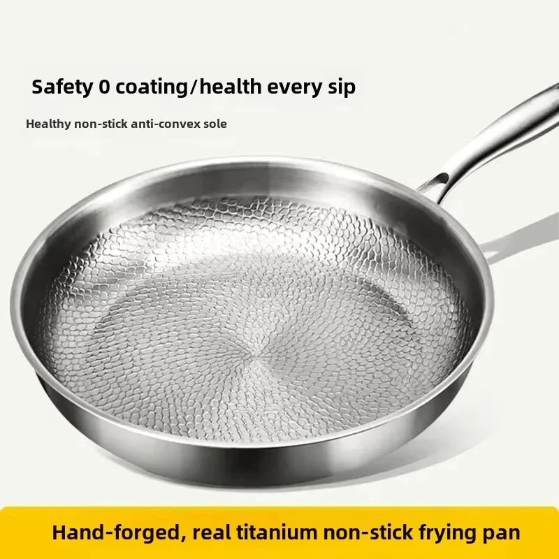 Hammered Titanium Frying Pan with Natural Nonstick Surface, Induction Ready, view 4