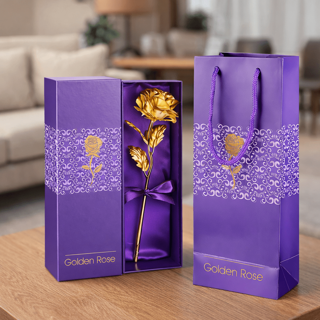Handmade Artificial Rose with Gold Foil Finish in a Gift Box, view 1