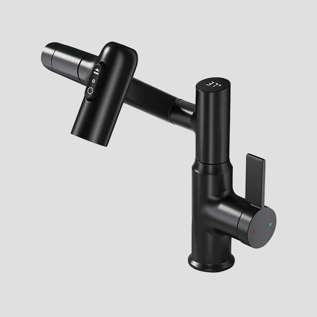 Height Adjustable Kitchen Faucet with 360 Degree Swivel and Temperature Display, view 9