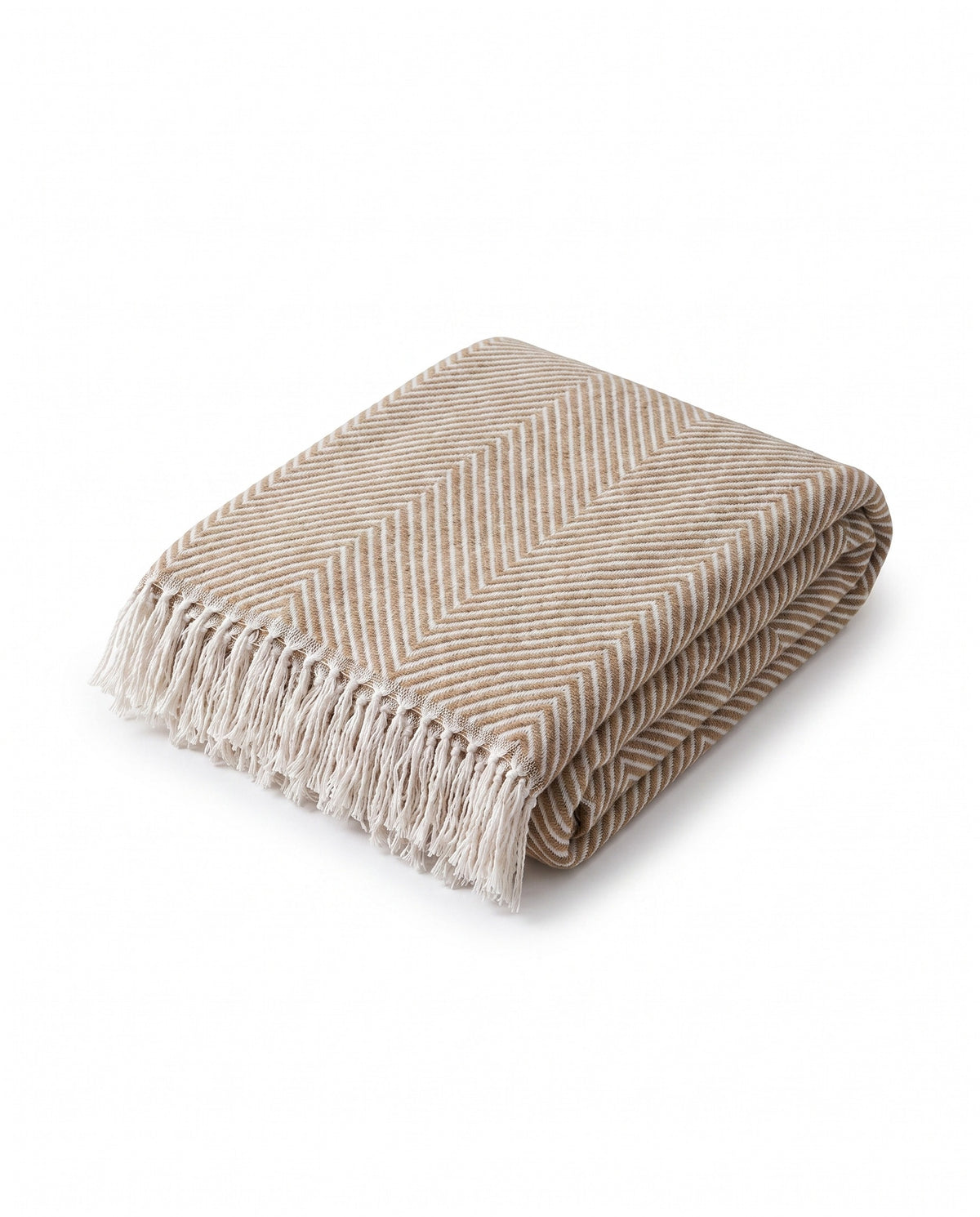 Herringbone Fringed Throw Blanket | Soft Warm Handfeel, 50-94in