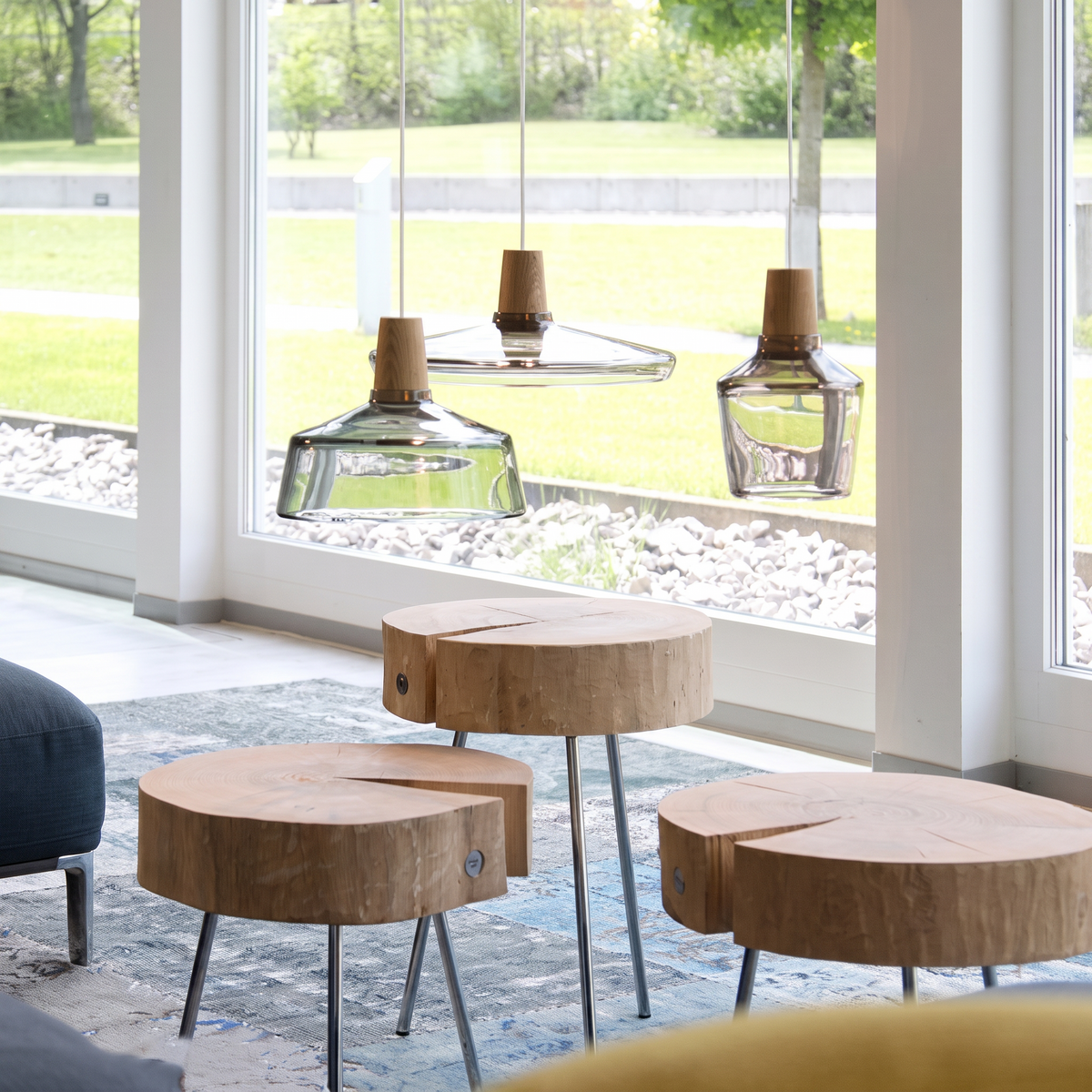 Glass and Wood Pendant Light