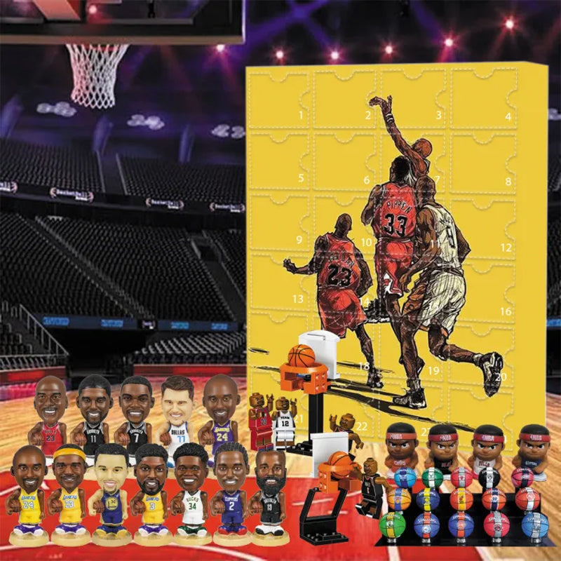 Holiday countdown calendar featuring miniature basketball-themed collectibles