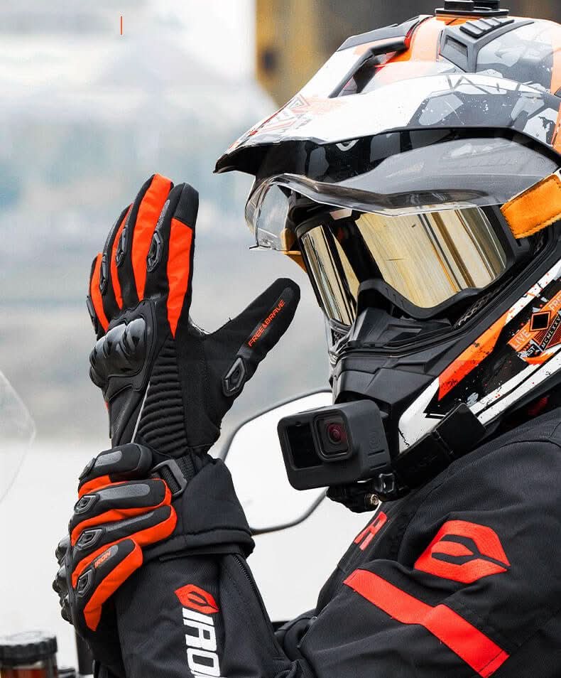 Insulated Waterproof Motorcycle Gloves with Three Layers and Reflectors, view 2