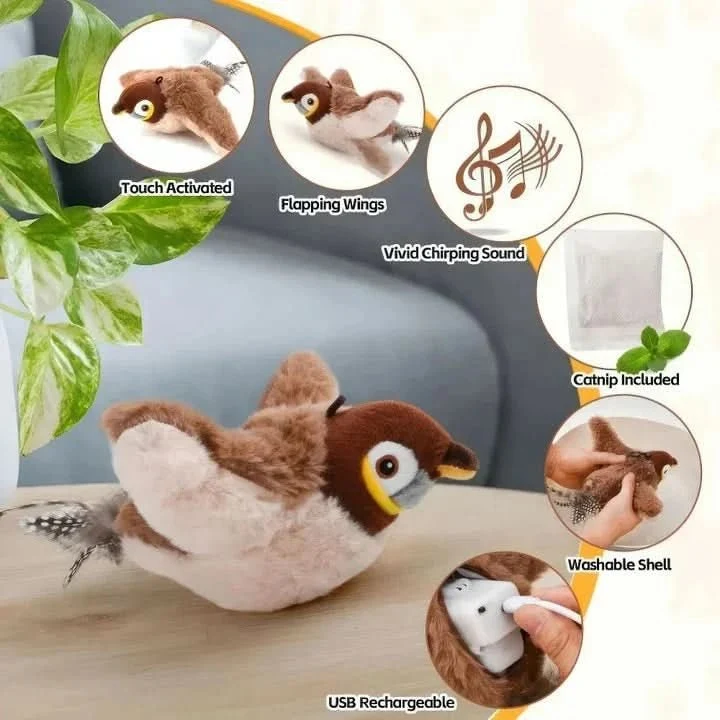Interactive Plush Cat Toy with Removable Motor, USB Rechargeable, view 4