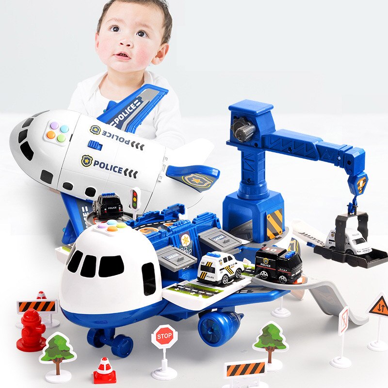 Toy Airplane Playset with Mini Vehicles - 20-Piece Cargo Transport Plane Toy Set for Toddlers and Kids Ages 3-6