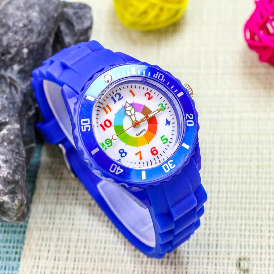 Kids' Learning Watch with Color Coded Dial and Silicone Band, 34 mm, view 1