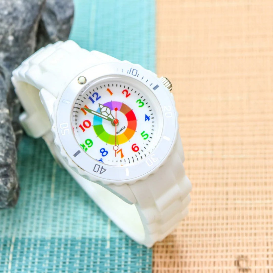 Kids' Learning Watch with Color Coded Dial and Silicone Band, 34 mm, view 3