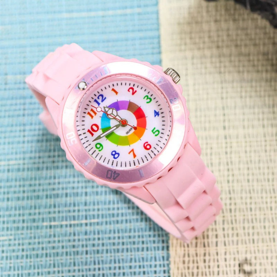 Kids' Learning Watch with Color Coded Dial and Silicone Band, 34 mm, view 4