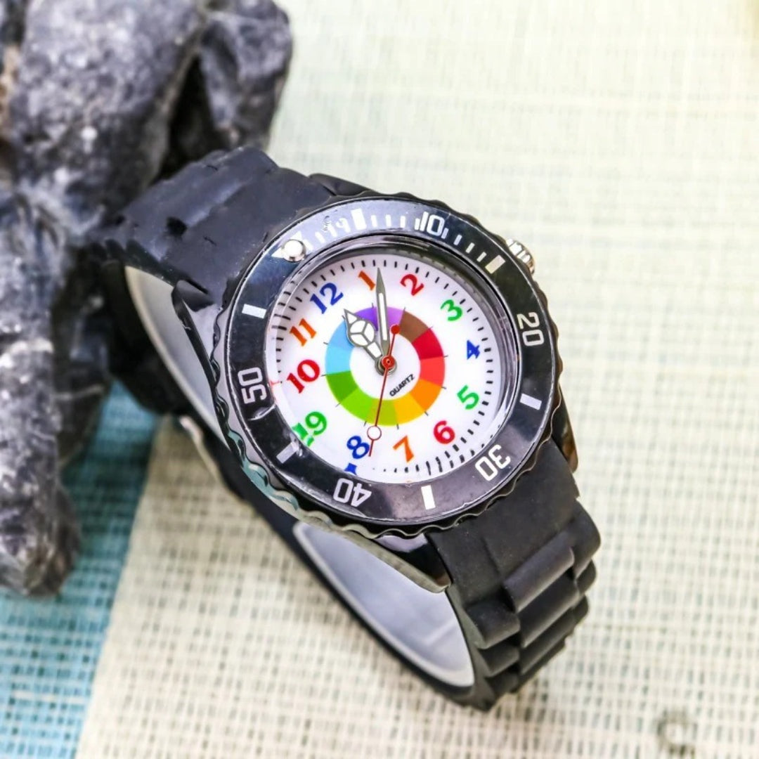 Kids' Learning Watch with Color Coded Dial and Silicone Band, 34 mm, view 5