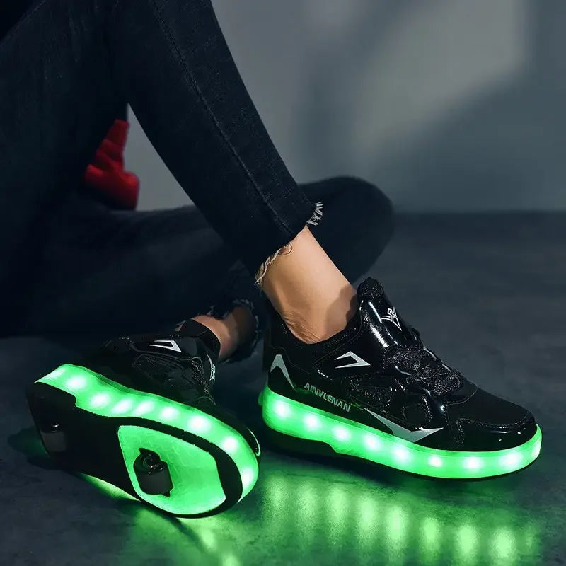 Kids Light Up Roller Shoes with Heel Wheel in Three Models, view 3