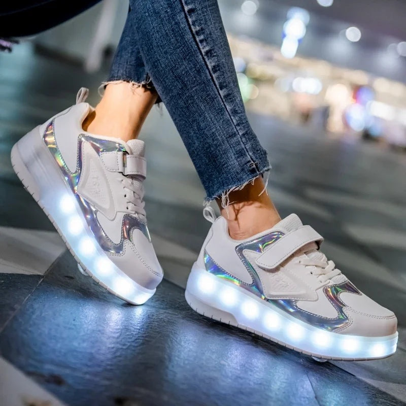 Kids Light Up Roller Shoes with Heel Wheel in Three Models, view 5