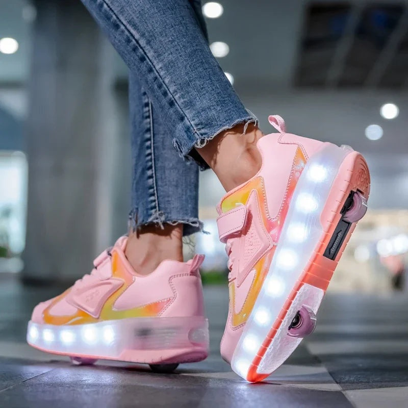 Kids Light Up Roller Shoes with Heel Wheel in Three Models, view 6