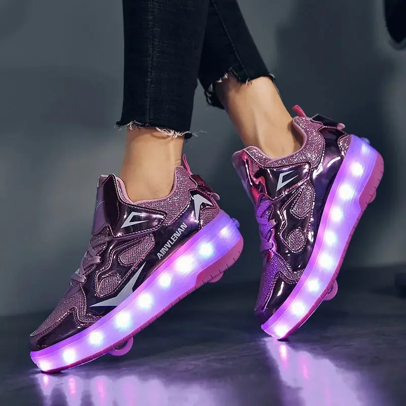 Kids Light Up Roller Shoes with Heel Wheel in Three Models, view 7