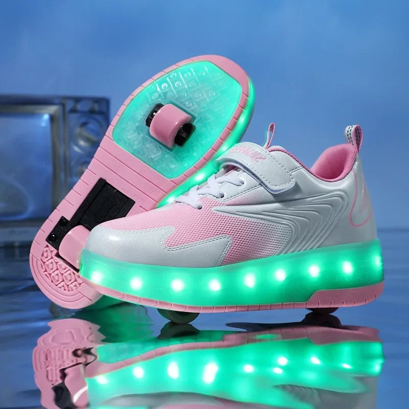 Kids Light Up Roller Shoes with Heel Wheel in Three Models, view 8