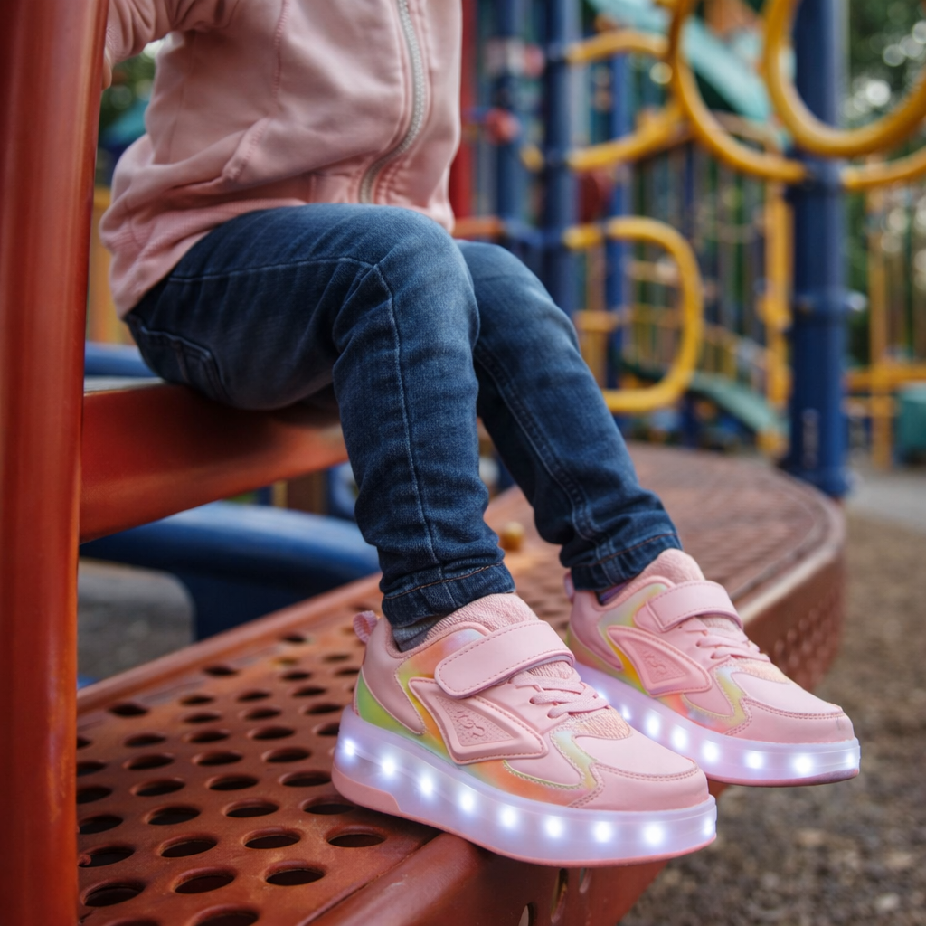 Kids Light Up Roller Shoes with Heel Wheel in Three Models, view 17