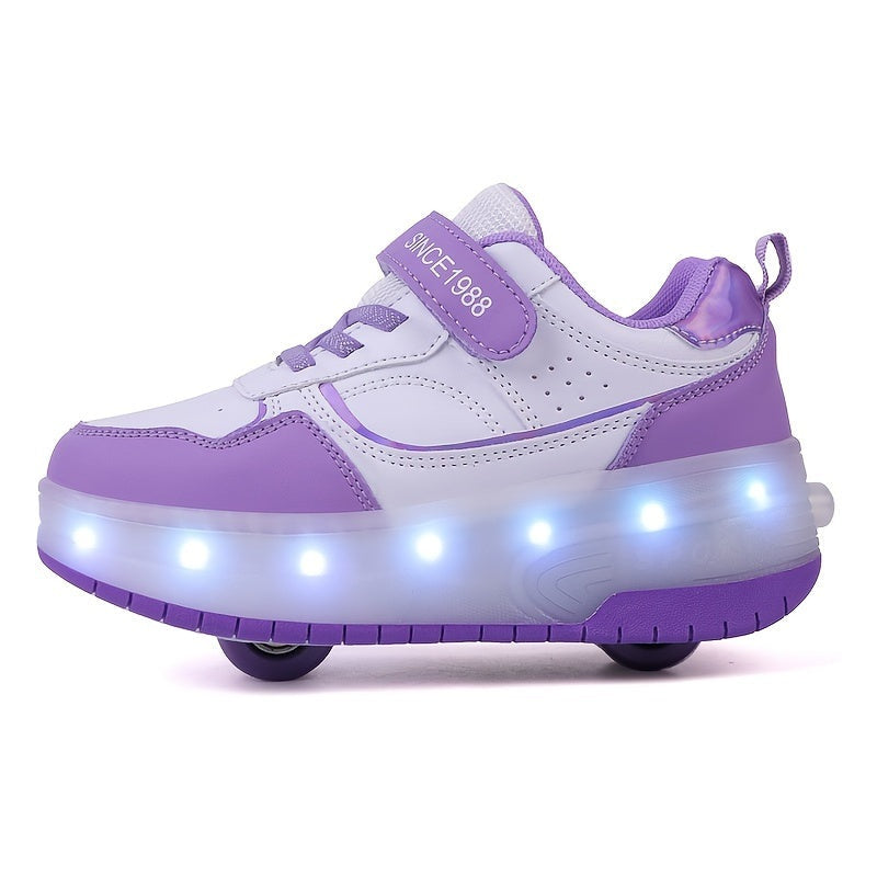 Kids Light Up Sneakers with Retractable Wheels, USB Rechargeable, view 4