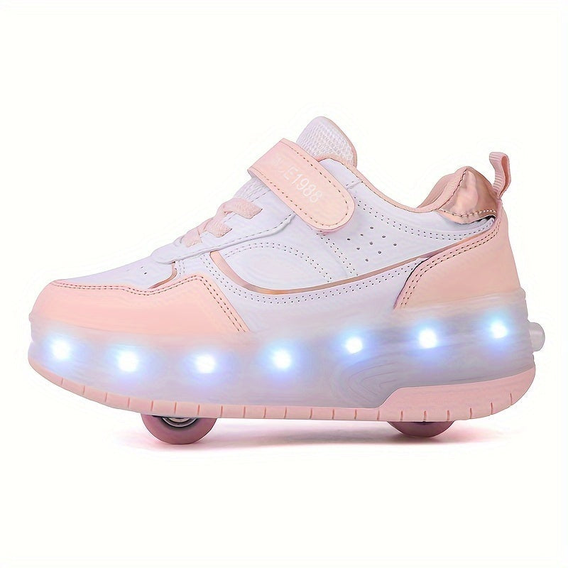 Kids Light Up Sneakers with Retractable Wheels, USB Rechargeable, view 6