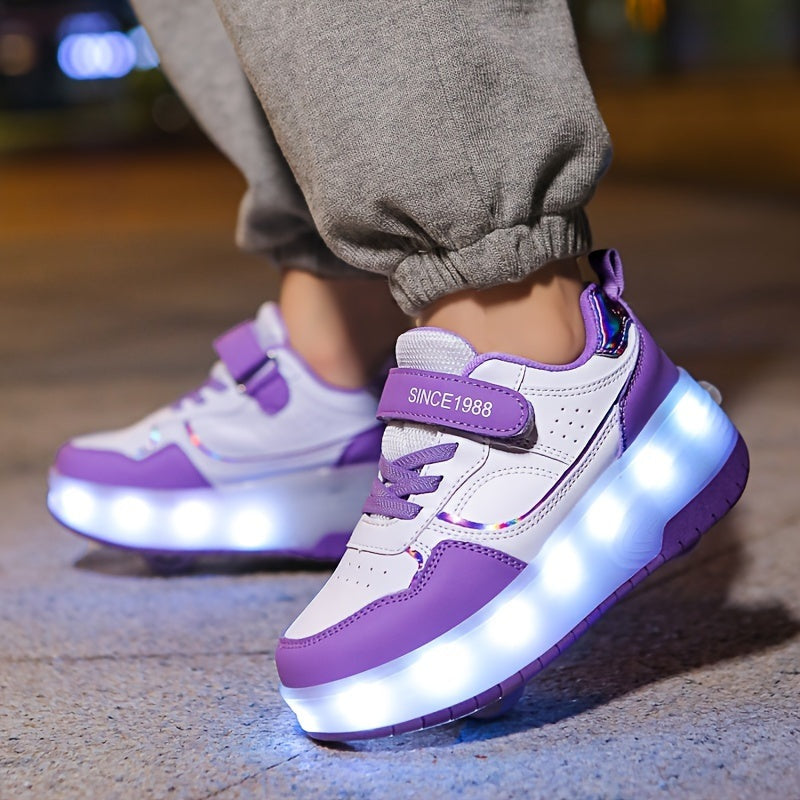 Kids Light Up Sneakers with Retractable Wheels, USB Rechargeable, view 7