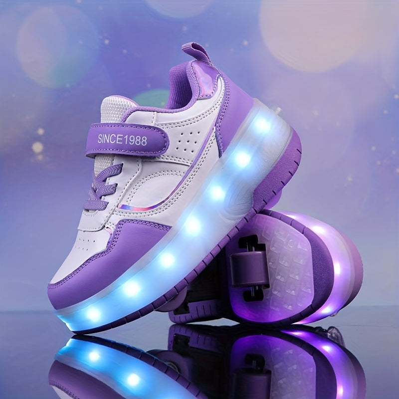 Kids Light Up Sneakers with Retractable Wheels, USB Rechargeable, view 13