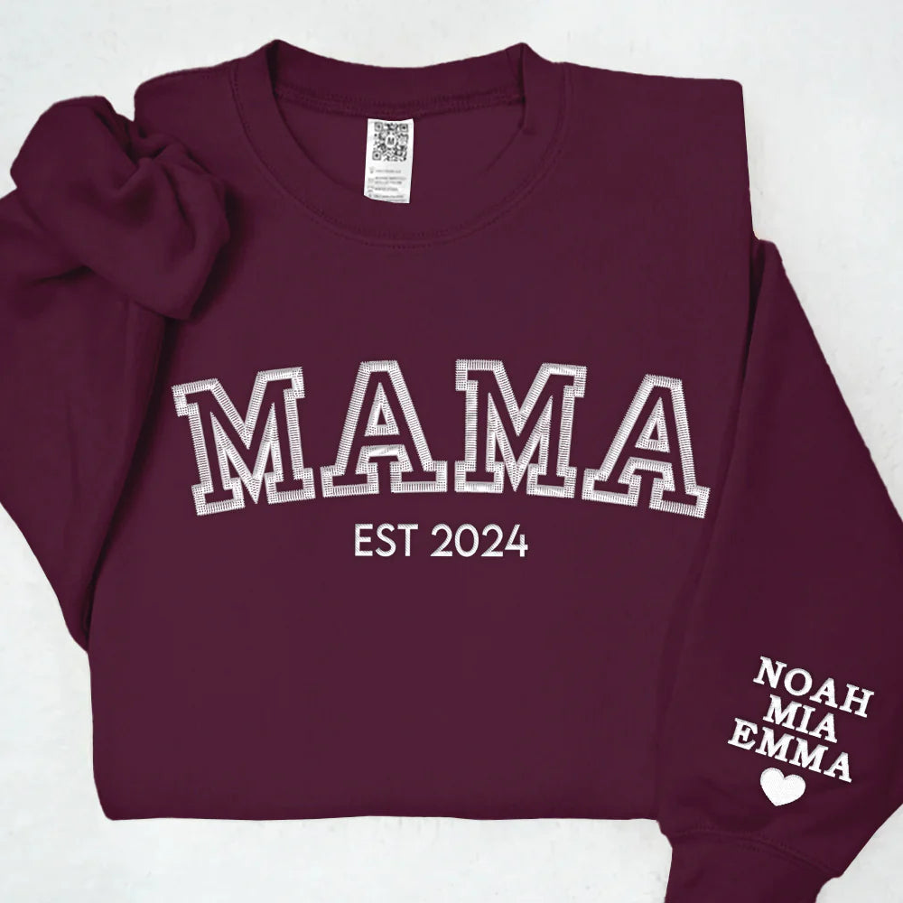 Custom Embroidered Sweatshirt, Personalized Name Hoodie for Mom, 100% Cotton Unisex Pullover (11)