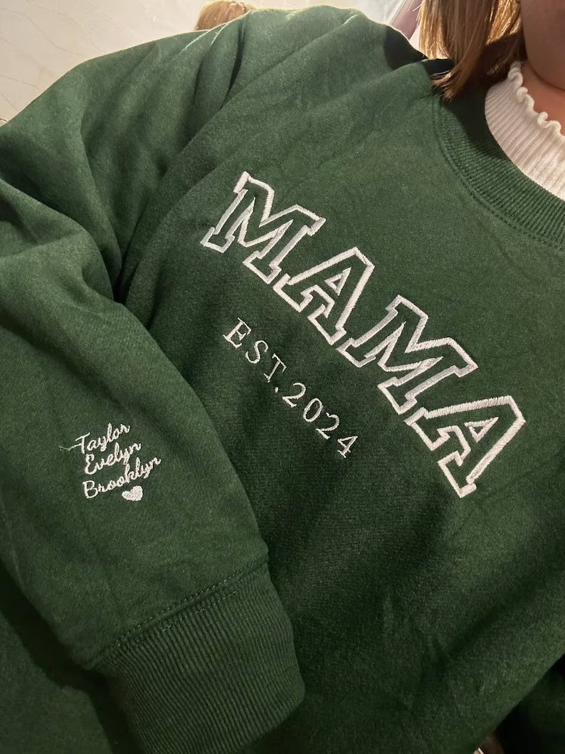 Custom Embroidered Sweatshirt, Personalized Name Hoodie for Mom, 100% Cotton Unisex Pullover (12)