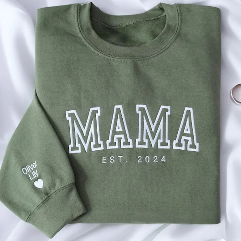 Custom Embroidered Sweatshirt, Personalized Name Hoodie for Mom, 100% Cotton Unisex Pullover (8)