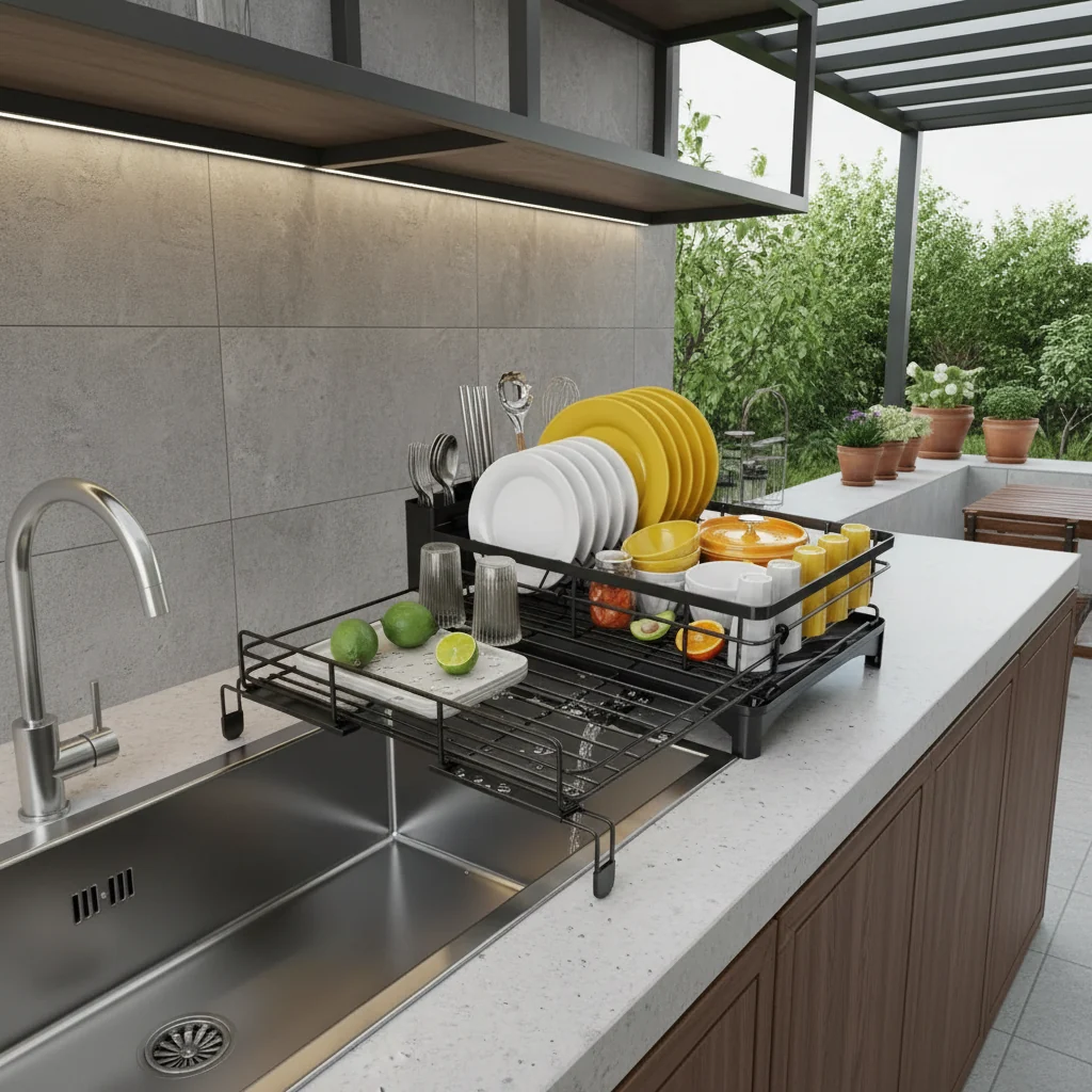 Large Dish Drying Rack with Drip Tray, Standard or Premium Version, view 5