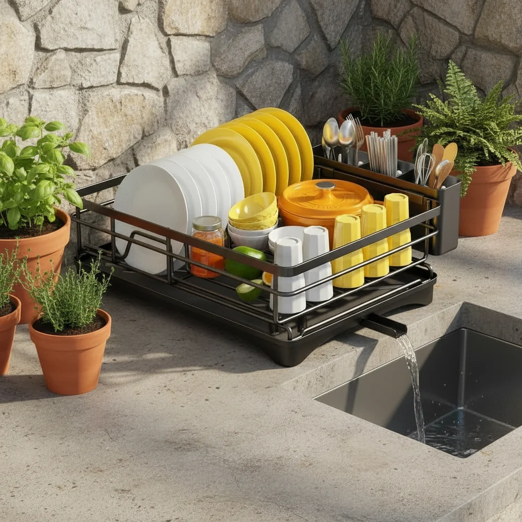 Large Dish Drying Rack with Drip Tray, Standard or Premium Version, view 6