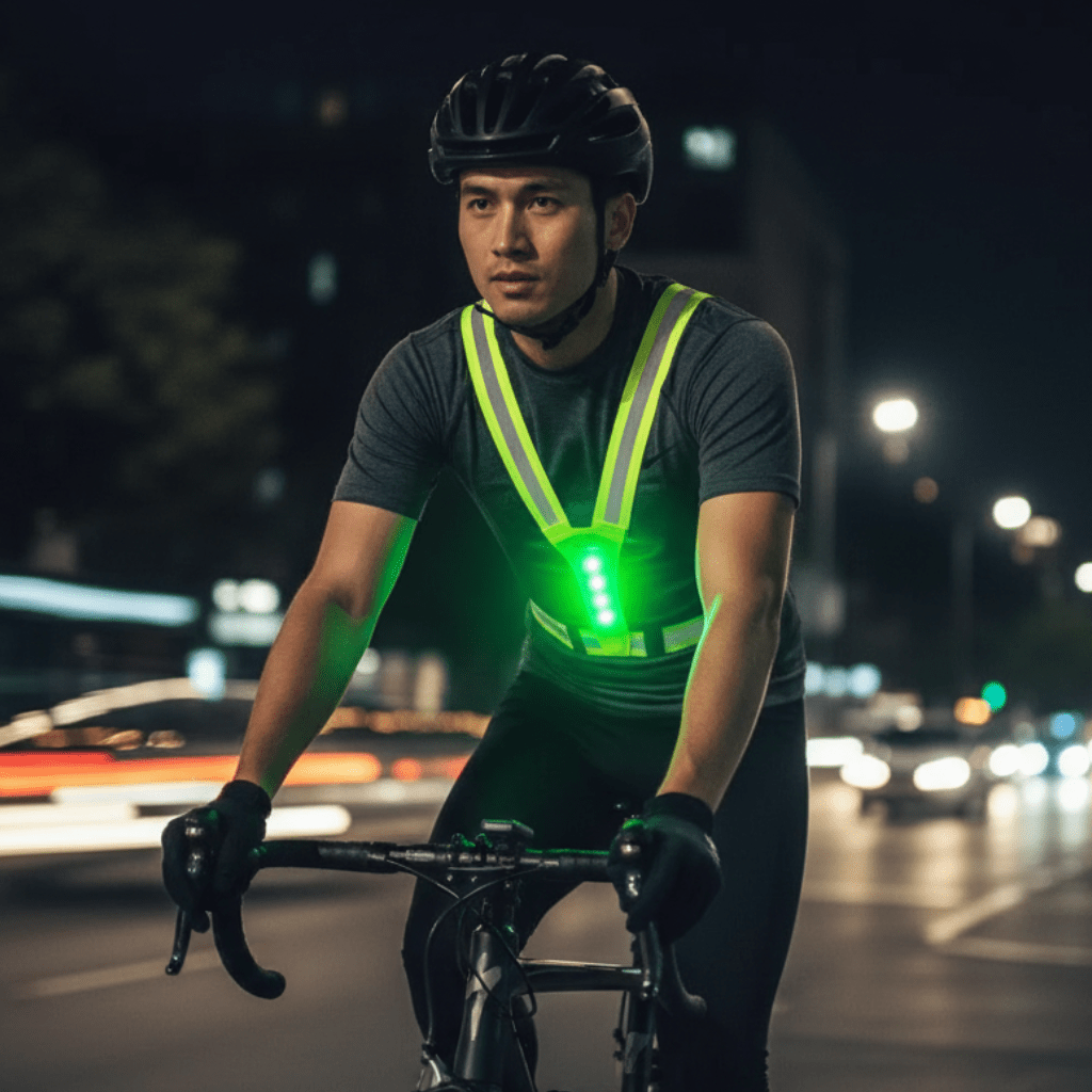 LED Running Vest with Reflective Strips and Three Light Modes, USB Rechargeable, view 1