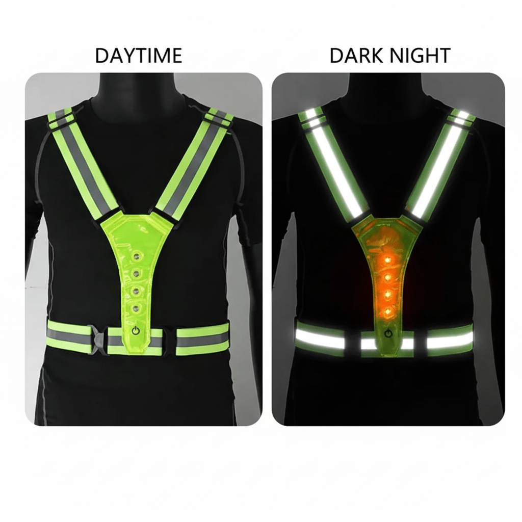 LED Running Vest with Reflective Strips and Three Light Modes, USB Rechargeable, view 6