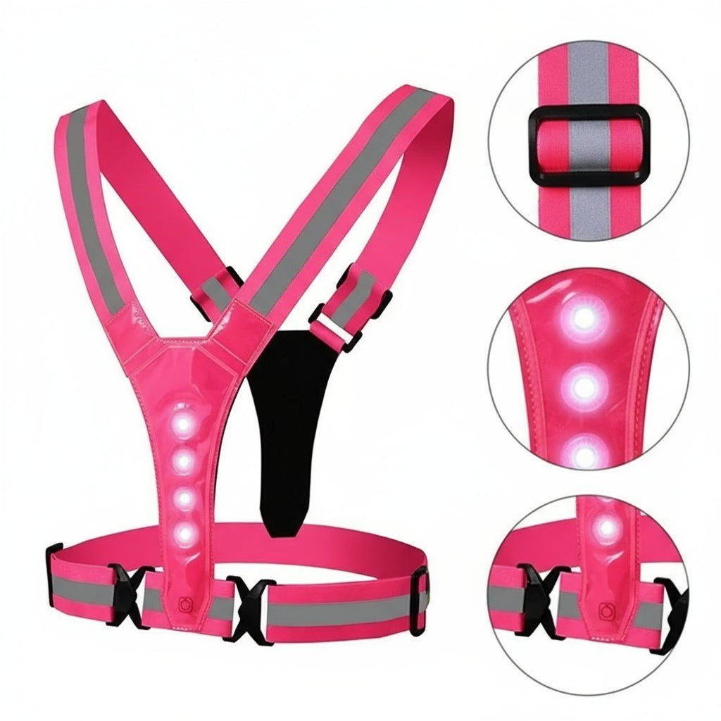 LED Running Vest with Reflective Strips and Three Light Modes, USB Rechargeable, view 8