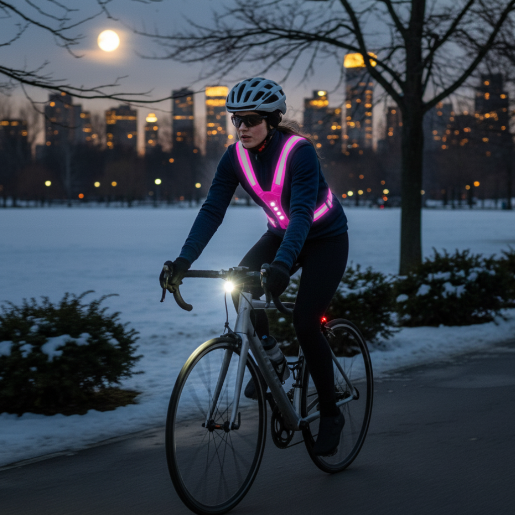 LED Running Vest with Three Light Modes and Reflective Polyester, USB Rechargeable, view 2