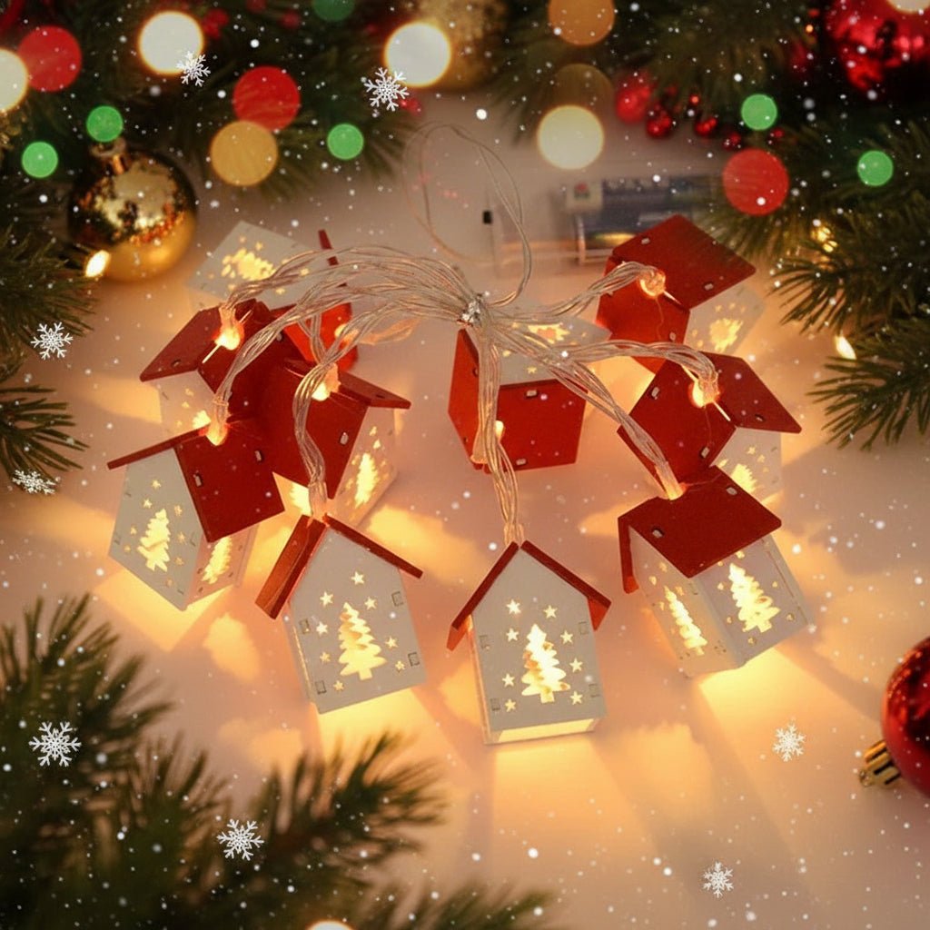 LED String Lights with Lighted Little Houses and Warm White Glow, view 1