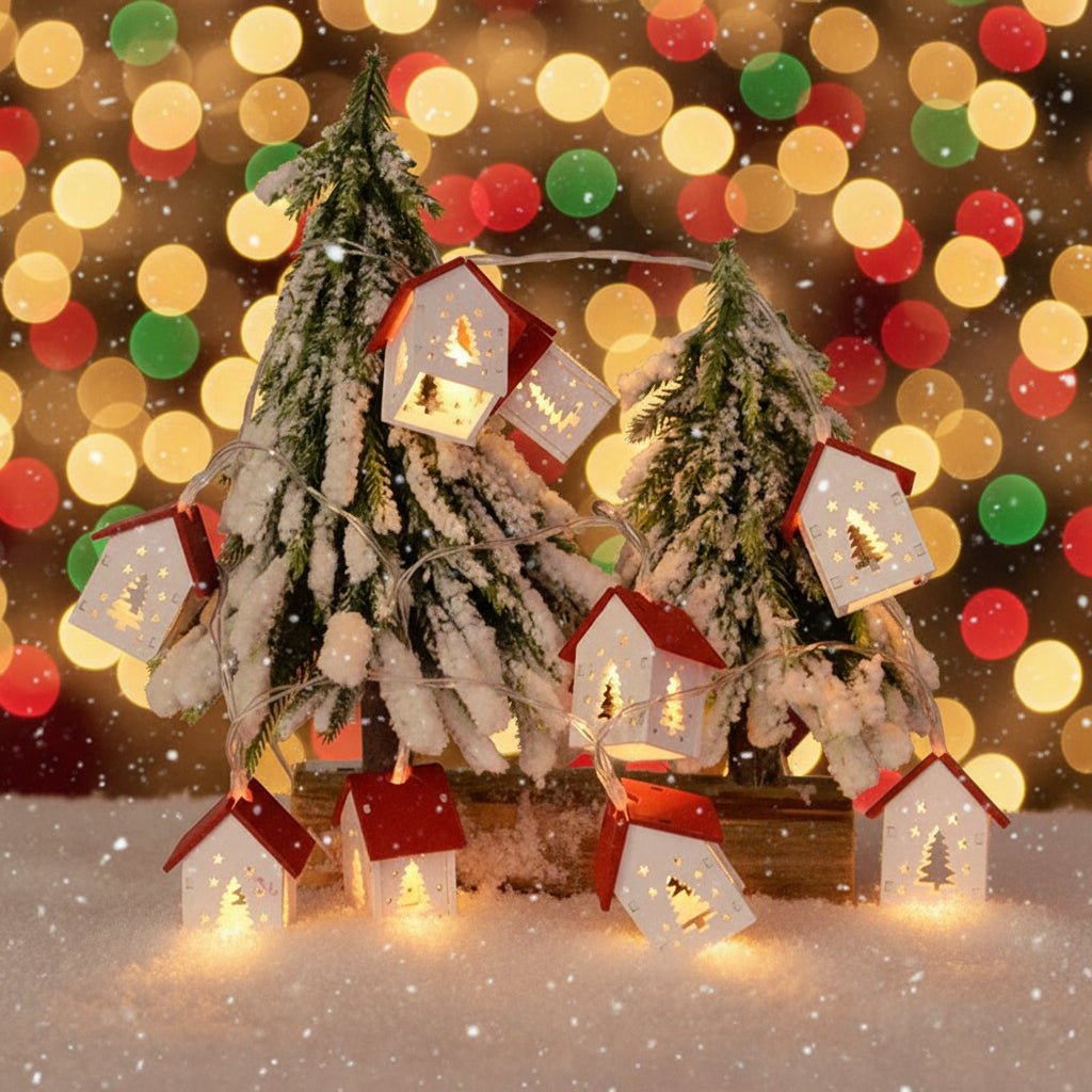 LED String Lights with Lighted Little Houses and Warm White Glow, view 3