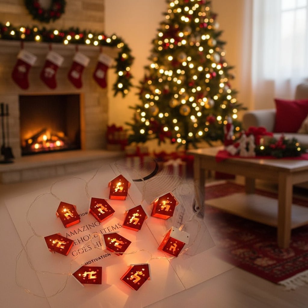 LED String Lights with Lighted Little Houses and Warm White Glow, view 4