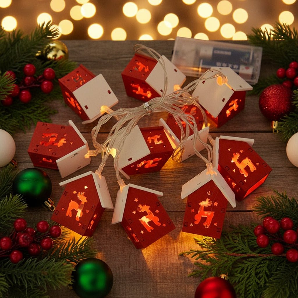 LED String Lights with Lighted Little Houses and Warm White Glow, view 6