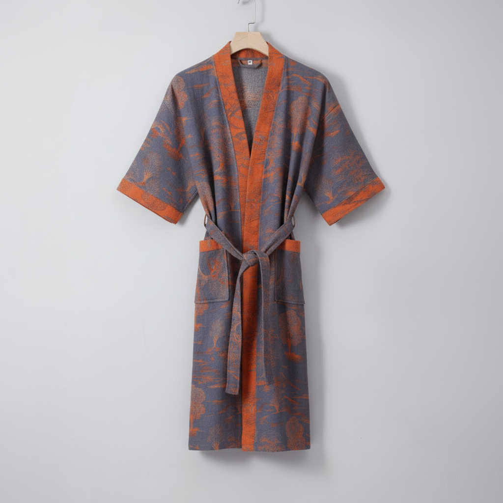 Lightweight Cotton Gauze Kimono Bathrobe, Breathable and Soft, view 8