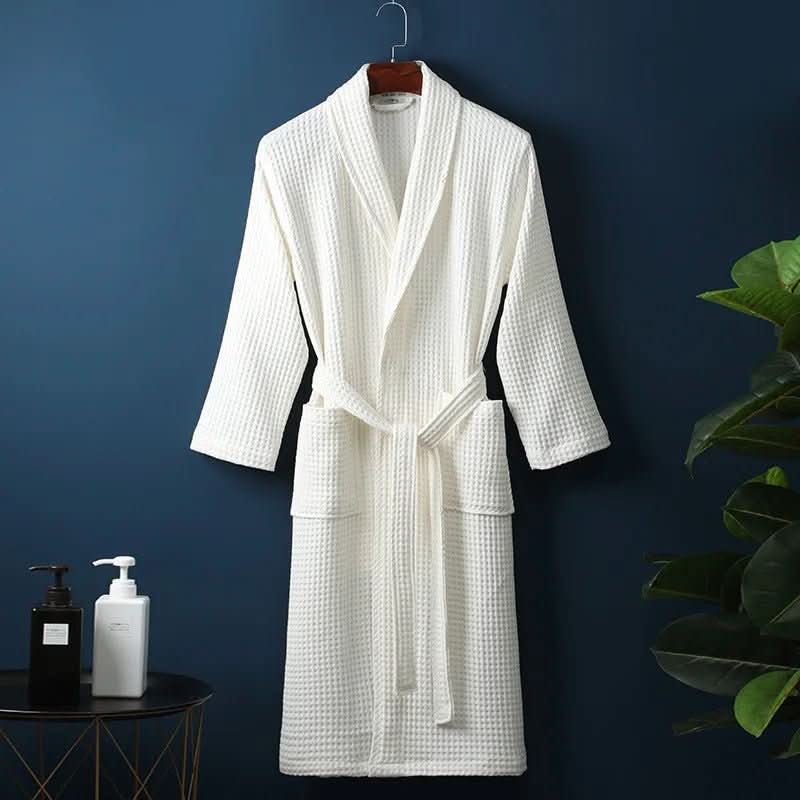 Lightweight Unisex Waffle Knit Bathrobe with Tie Belt, view 1