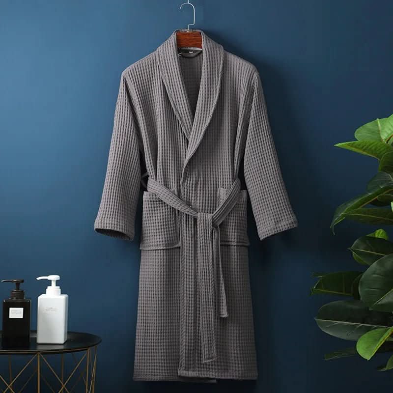 Lightweight Unisex Waffle Knit Bathrobe with Tie Belt, view 4