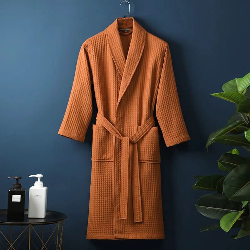 Lightweight Unisex Waffle Knit Bathrobe with Tie Belt, view 5