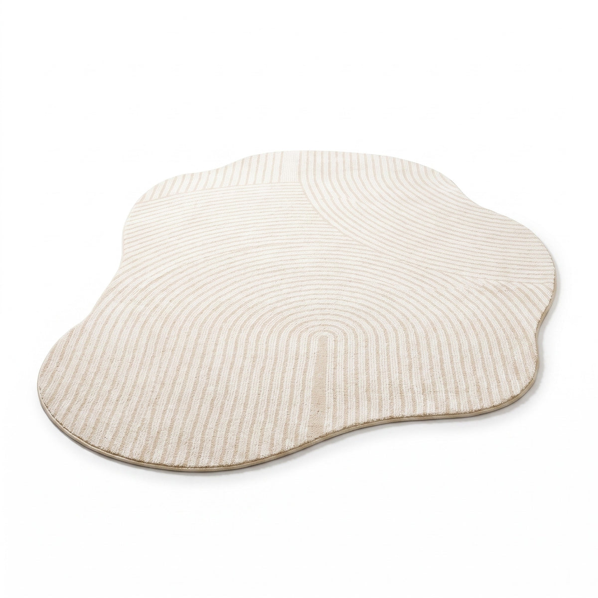 Cream Striped Shaped Rug | Washable Thick Pile, 31-118in